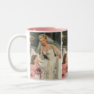 Vintage Bride with Flower Girl Coffee Mug