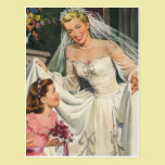 Vintage Bride with Flower Girl on Her Wedding Day postcards