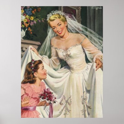 Vintage Bride with Flower Girl posters
