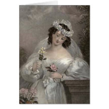 Vintage Bride with Flowers Greeting Card