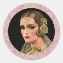 Vintage Bride with Roses Stickers