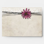Vintage Bright Pink Daisy Envelopes