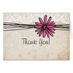 Vintage Bright Pink Daisy Thank You Card