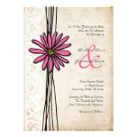 Vintage Bright Pink Daisy Wedding Invitation