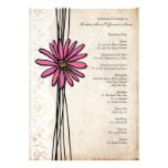 Vintage Bright Pink Daisy Wedding Program Personalized Announcement