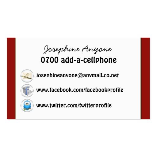 Vintage British Red Phone Box Social Profile Business Card Templates (back side)