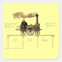 Vintage British Steam Engine Square Sticker