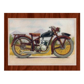 Vintage Bronze Motorcycle Print Postcard