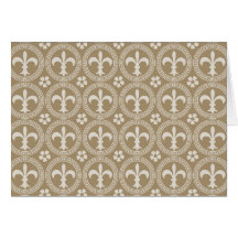 Vintage Brown And White Fleur Delis Card