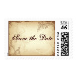 Vintage brown beige scroll leaf Save the Date Stamp