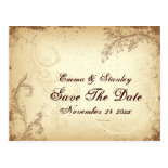 Vintage brown beige scroll leaf Save the Date Post Card