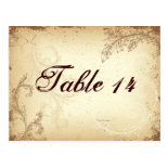 Vintage brown beige scroll leaf table number post cards