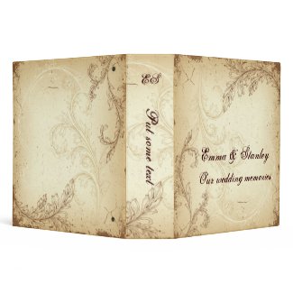 Vintage brown beige scroll leaf wedding binder binder