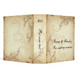 Vintage brown beige scroll leaf wedding binder