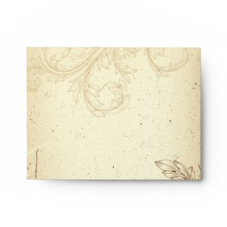 Vintage brown beige scroll leaf wedding envelope envelope