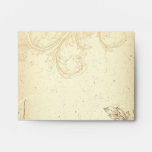 Vintage brown beige scroll leaf wedding envelope