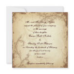 Vintage brown beige scroll leaf wedding invitation