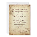 Vintage brown beige scroll leaf wedding invitation