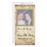Vintage brown beige scroll leaf wedding photo card