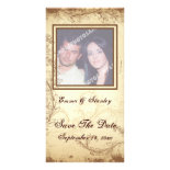Vintage brown beige scroll leaf wedding photo card