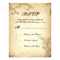Vintage brown beige scroll leaf wedding RSVP card Personalized Invitation