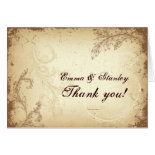 Vintage brown beige scroll leaf wedding Thank You Greeting Cards