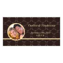 Vintage Brown/Creme Wedding Photo Announcement Customized Photo Card