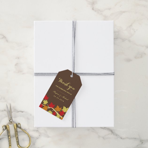 Vintage Brown Maple Leaf Autumn Wedding Gift Tag Pack Of Gift Tags-2