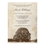 Vintage Brown Oak Tree Bridal Shower Invitation