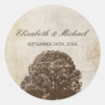 Vintage Brown Oak Tree Fall Wedding Favor Label Sticker