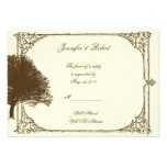Vintage Brown Oak Tree on Cream Response Card Custom Invitations