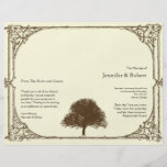 Vintage Brown Oak Tree on Cream Wedding Program Personalized Flyer