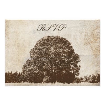 Vintage Brown Oak Tree Wedding Response Card Custom Invite