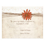 Vintage Brown & Orange Daisy Wedding RSVP Personalized Announcement