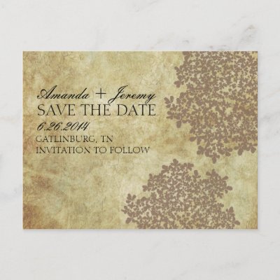 Vintage Brown Queen Anne's Lace Save the Date Post Card