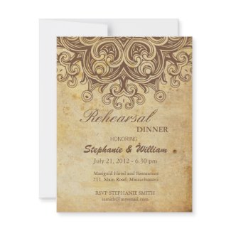 Vintage Brown Rehearsal Dinner Card Custom Announcement