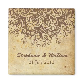 Vintage Brown Save The Date Magnet