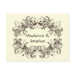 Vintage Brown Swirls on Cream Save The Date Post Card