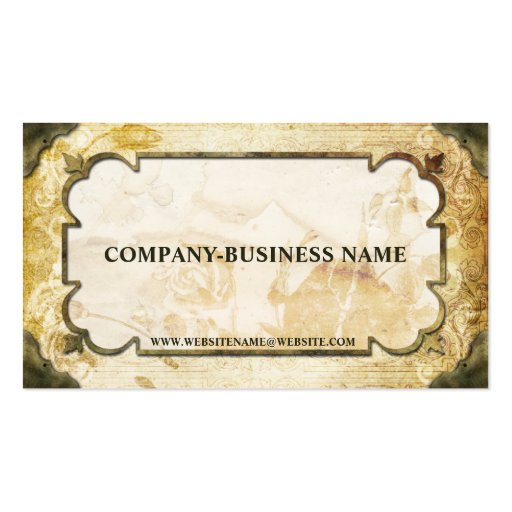 Vintage Brown & Tan Flourish Paper Business Cards (front side)