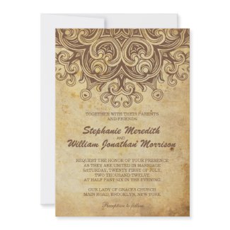 Vintage Brown Wedding Invitation