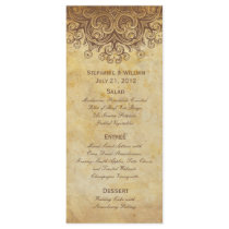 Vintage Brown Wedding Menu Rack Card
