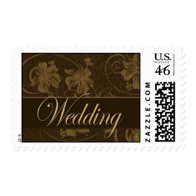 Vintage brown wedding postage
