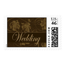 Vintage brown wedding postage
