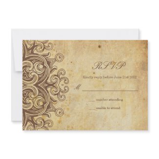 Vintage Brown Wedding RSVP Announcement
