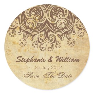 Vintage Brown Wedding Sticker