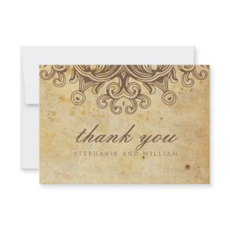 Vintage Brown Wedding Thank You Card Invite