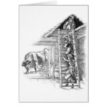 Vintage Bull coming after Children Card Vintage Bull coming after Children Card