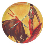 Vintage Bullfight Poster Art Plastic Picnic Gift Party Plates