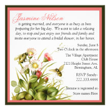 Vintage Bumble Bees Bridal Shower Invitation