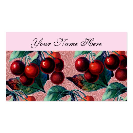 Vintage Bunch of Red Cherries Antique Fruit Design Business Cards (front side)